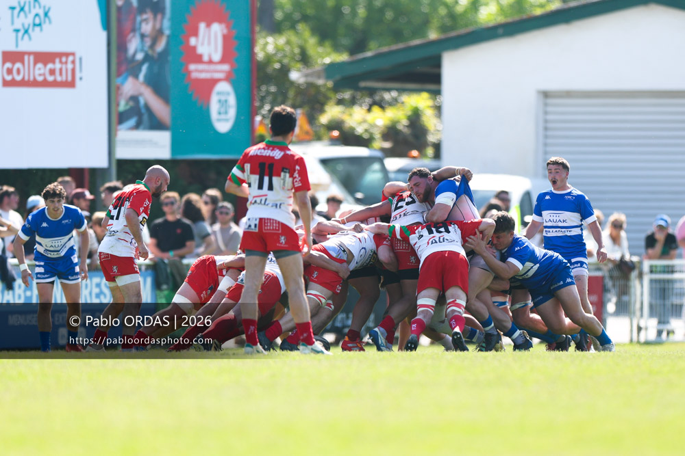 Paul Bresolin, lors du match de Nationale 2 entre l'Anglet olympique et Mauléon, le 19 avril 2026 au stade Saint-Jean d'Anglet, France (Photo Pablo ORDAS)