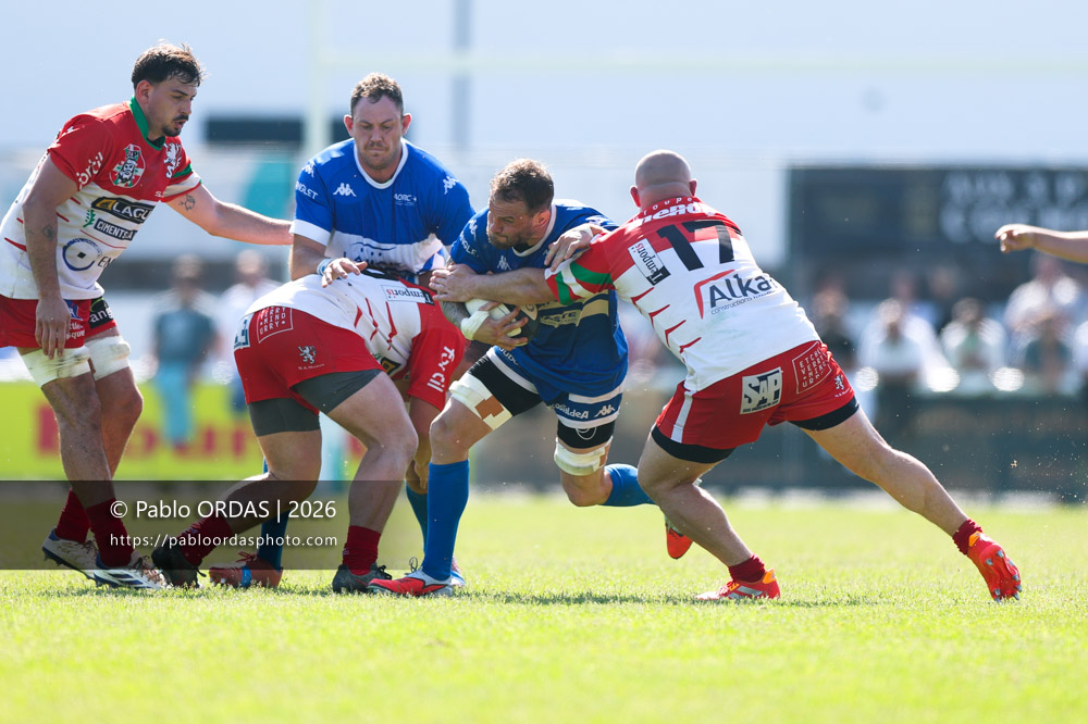 Sébastien Laulhé, lors du match de Nationale 2 entre l'Anglet olympique et Mauléon, le 19 avril 2026 au stade Saint-Jean d'Anglet, France (Photo Pablo ORDAS)