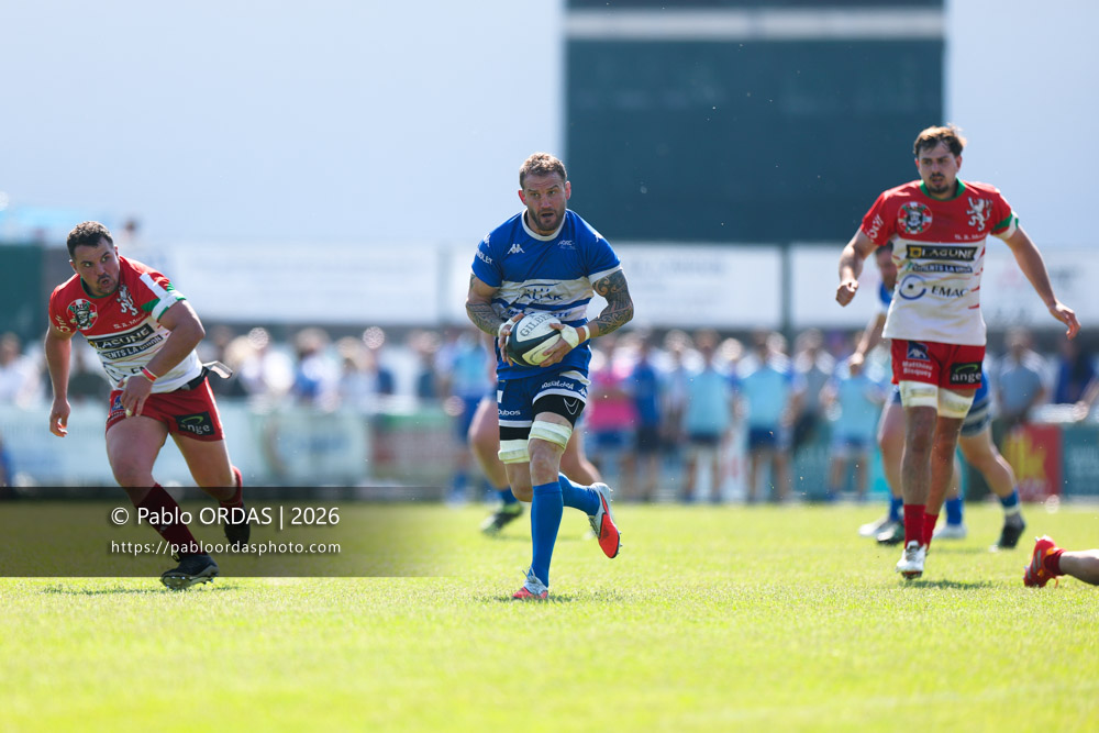 Sébastien Laulhé, lors du match de Nationale 2 entre l'Anglet olympique et Mauléon, le 19 avril 2026 au stade Saint-Jean d'Anglet, France (Photo Pablo ORDAS)