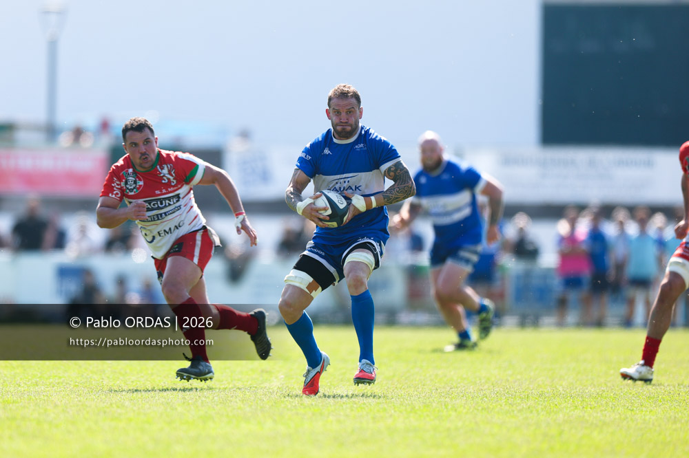 Sébastien Laulhé, lors du match de Nationale 2 entre l'Anglet olympique et Mauléon, le 19 avril 2026 au stade Saint-Jean d'Anglet, France (Photo Pablo ORDAS)