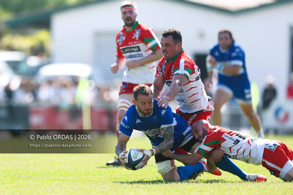 Sébastien Laulhé, lors du match de Nationale 2 entre l'Anglet olympique et Mauléon, le 19 avril 2026 au stade Saint-Jean d'Anglet, France (Photo Pablo ORDAS)