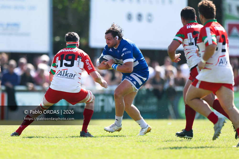 Paul-André Garaudelle, lors du match de Nationale 2 entre l'Anglet olympique et Mauléon, le 19 avril 2026 au stade Saint-Jean d'Anglet, France (Photo Pablo ORDAS)