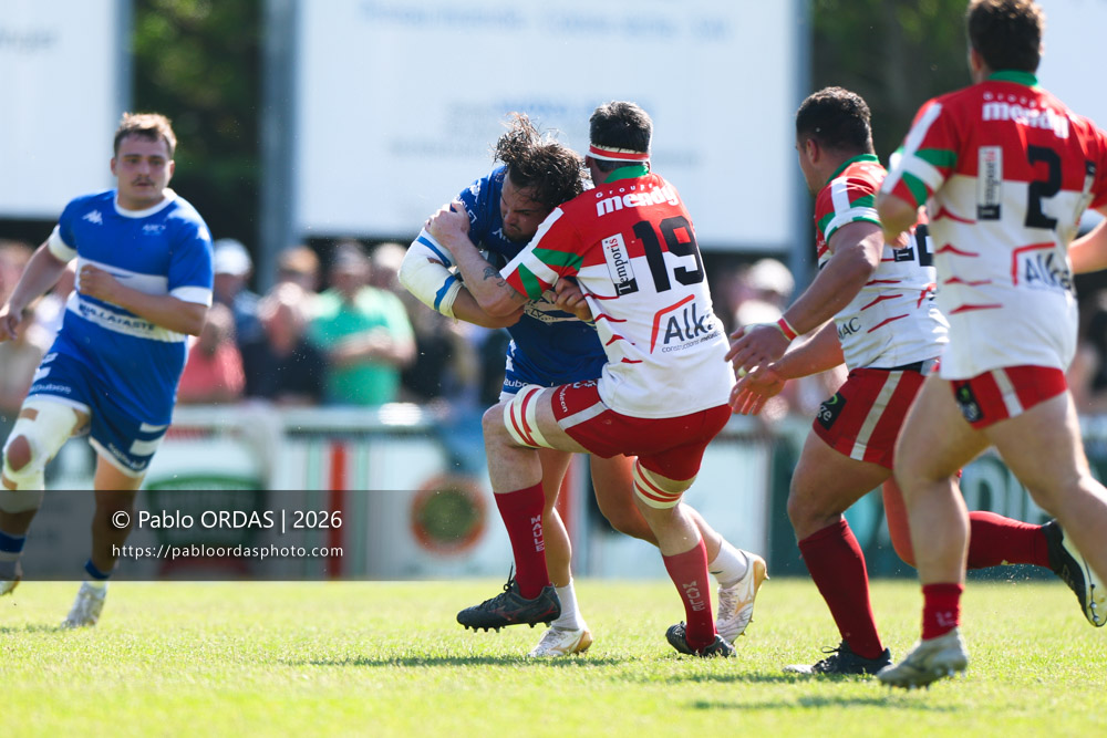 Paul-André Garaudelle, lors du match de Nationale 2 entre l'Anglet olympique et Mauléon, le 19 avril 2026 au stade Saint-Jean d'Anglet, France (Photo Pablo ORDAS)