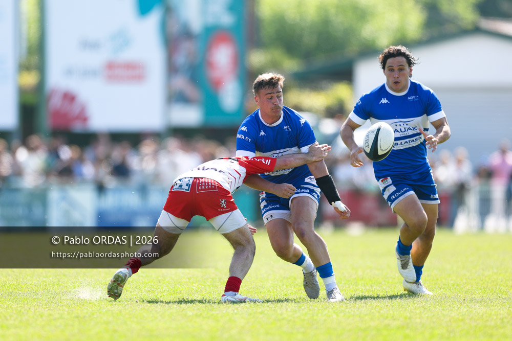 Thomas Pulon, lors du match de Nationale 2 entre l'Anglet olympique et Mauléon, le 19 avril 2026 au stade Saint-Jean d'Anglet, France (Photo Pablo ORDAS)