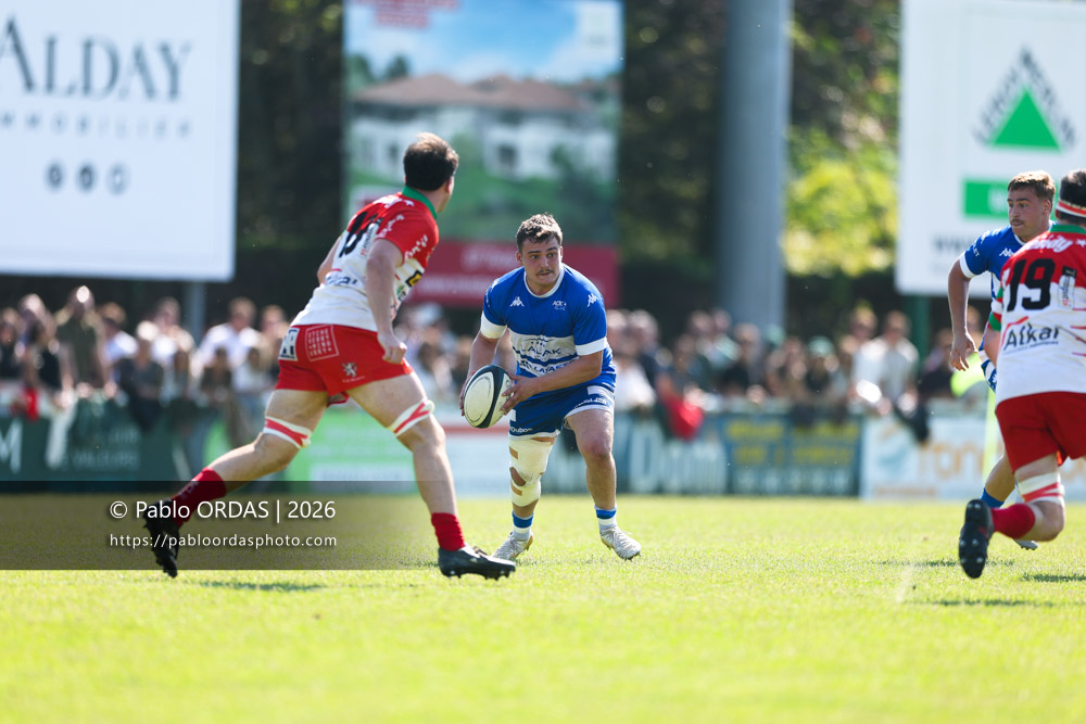 Téo Lascubé, lors du match de Nationale 2 entre l'Anglet olympique et Mauléon, le 19 avril 2026 au stade Saint-Jean d'Anglet, France (Photo Pablo ORDAS)