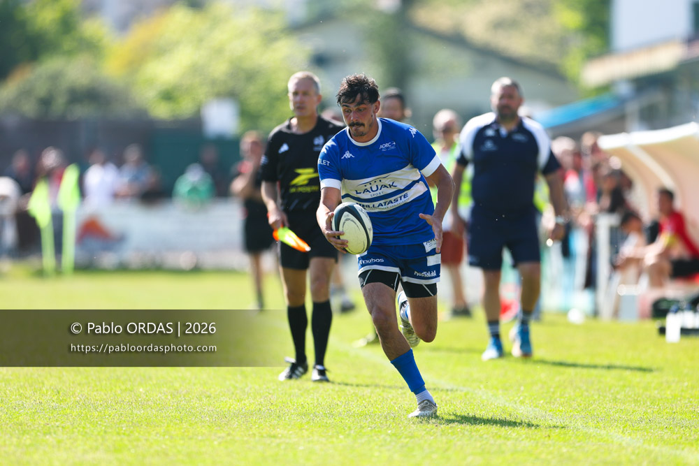 Iban Tsouladzé, lors du match de Nationale 2 entre l'Anglet olympique et Mauléon, le 19 avril 2026 au stade Saint-Jean d'Anglet, France (Photo Pablo ORDAS)