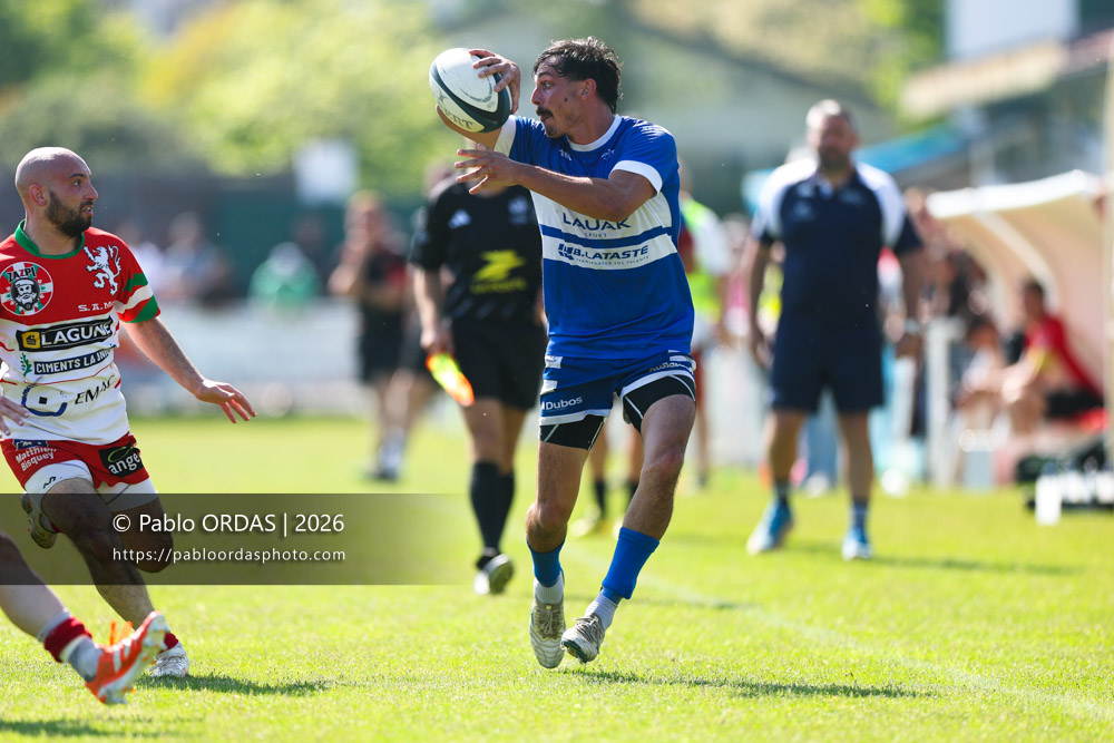Iban Tsouladzé, lors du match de Nationale 2 entre l'Anglet olympique et Mauléon, le 19 avril 2026 au stade Saint-Jean d'Anglet, France (Photo Pablo ORDAS)