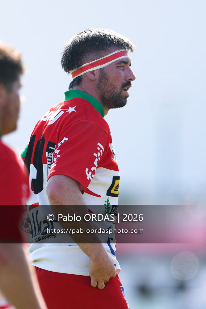 Léo Le Tiec, lors du match de Nationale 2 entre l'Anglet olympique et Mauléon, le 19 avril 2026 au stade Saint-Jean d'Anglet, France (Photo Pablo ORDAS)