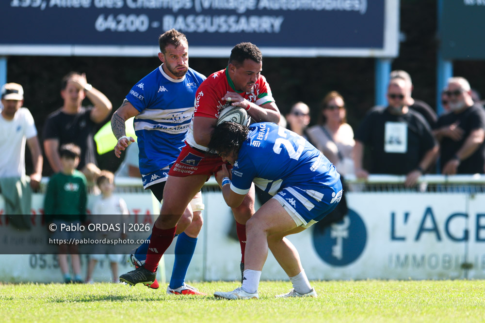 Marc Ziegler, lors du match de Nationale 2 entre l'Anglet olympique et Mauléon, le 19 avril 2026 au stade Saint-Jean d'Anglet, France (Photo Pablo ORDAS)