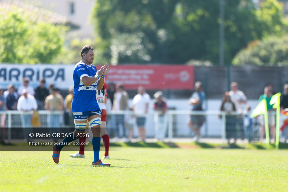 Yann Richard, lors du match de Nationale 2 entre l'Anglet olympique et Mauléon, le 19 avril 2026 au stade Saint-Jean d'Anglet, France (Photo Pablo ORDAS)