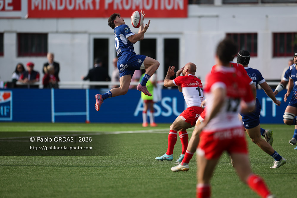 Théo Giral, lors du match de Pro D2 entre le Biarritz olympique et Colomiers, le 24 avril 2026 au stade Aguiléra de Biarritz, France (Photo Pablo ORDAS)