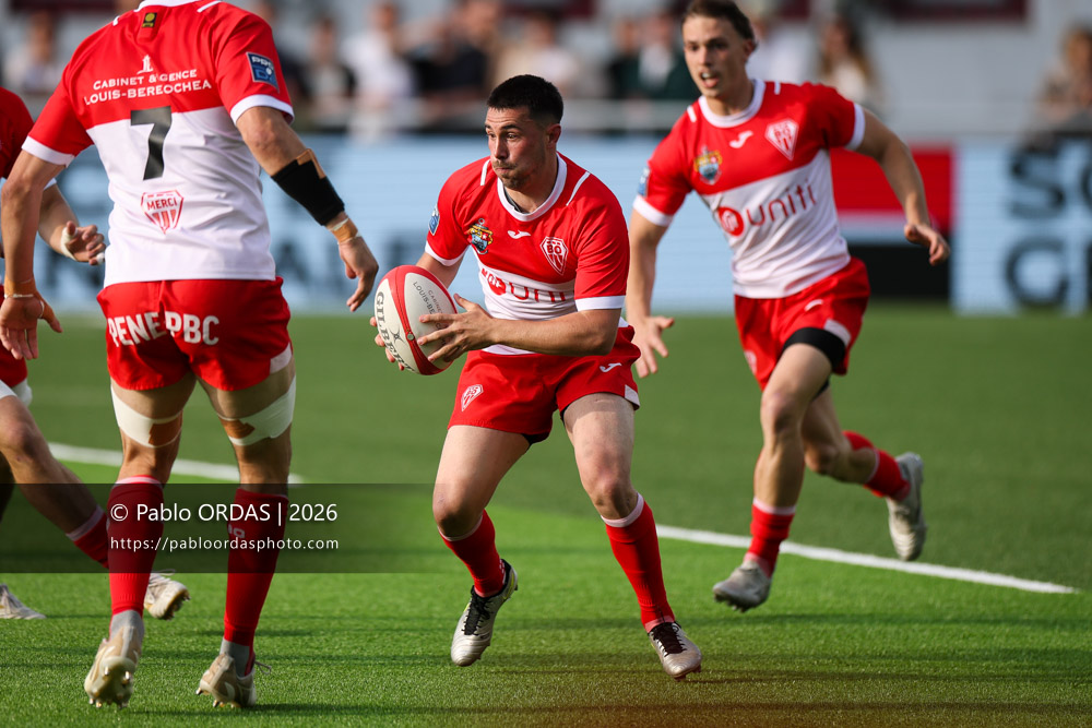 Edgar Retière, lors du match de Pro D2 entre le Biarritz olympique et Colomiers, le 24 avril 2026 au stade Aguiléra de Biarritz, France (Photo Pablo ORDAS)