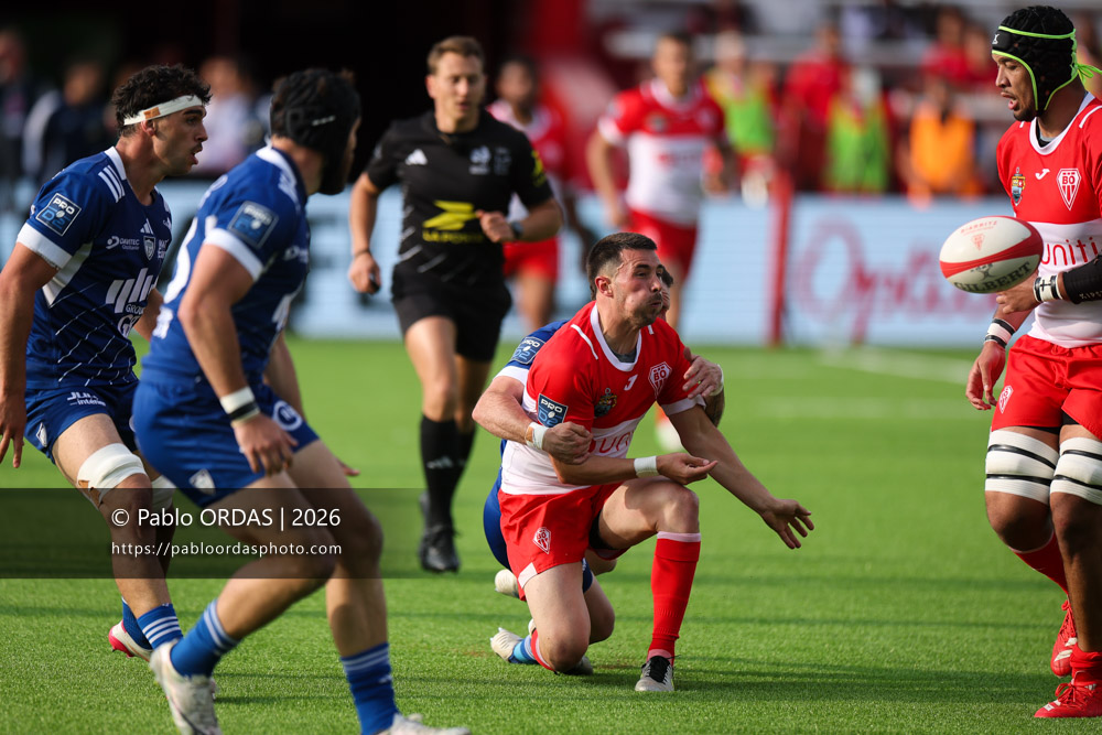 Edgar Retière, lors du match de Pro D2 entre le Biarritz olympique et Colomiers, le 24 avril 2026 au stade Aguiléra de Biarritz, France (Photo Pablo ORDAS)