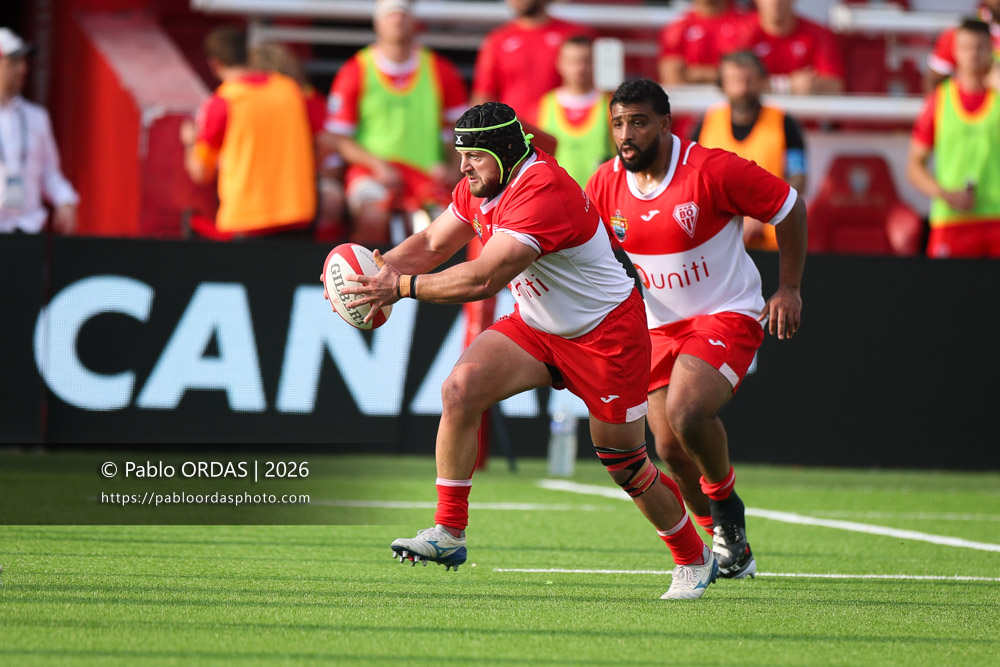 Giorgi Nutsubidze, lors du match de Pro D2 entre le Biarritz olympique et Colomiers, le 24 avril 2026 au stade Aguiléra de Biarritz, France (Photo Pablo ORDAS)