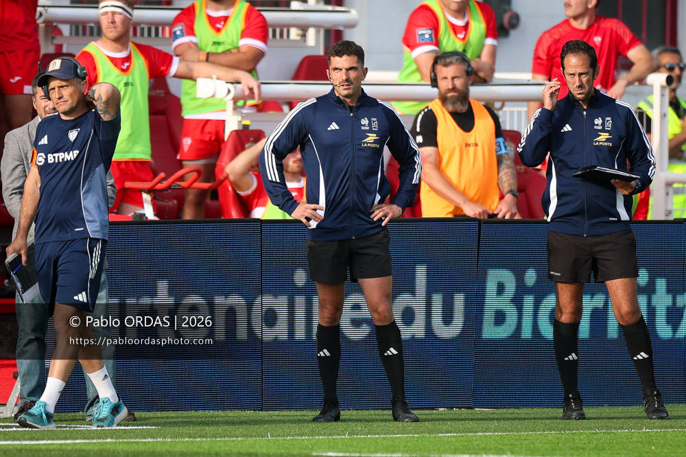 Timothée Chedeville, lors du match de Pro D2 entre le Biarritz olympique et Colomiers, le 24 avril 2026 au stade Aguiléra de Biarritz, France (Photo Pablo ORDAS)