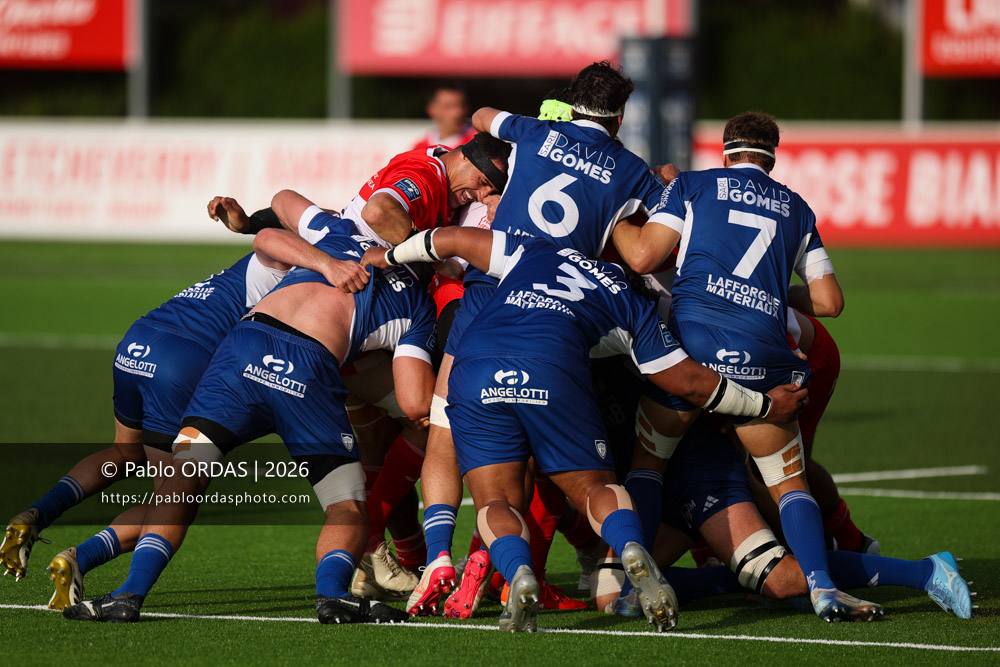 Rémi Bourdeau, lors du match de Pro D2 entre le Biarritz olympique et Colomiers, le 24 avril 2026 au stade Aguiléra de Biarritz, France (Photo Pablo ORDAS)