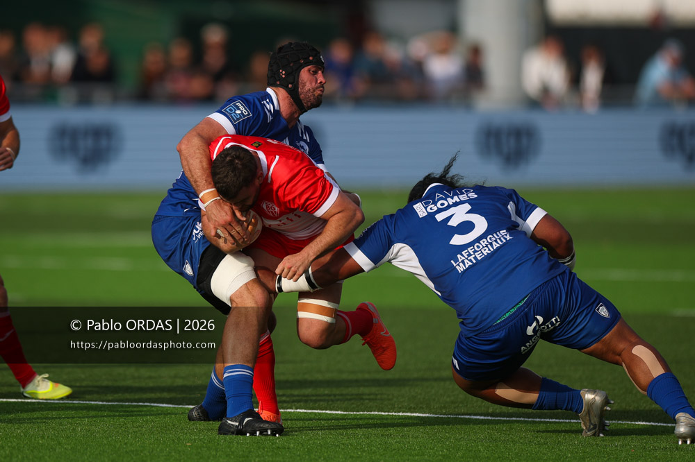 Thomas Hébert, lors du match de Pro D2 entre le Biarritz olympique et Colomiers, le 24 avril 2026 au stade Aguiléra de Biarritz, France (Photo Pablo ORDAS)