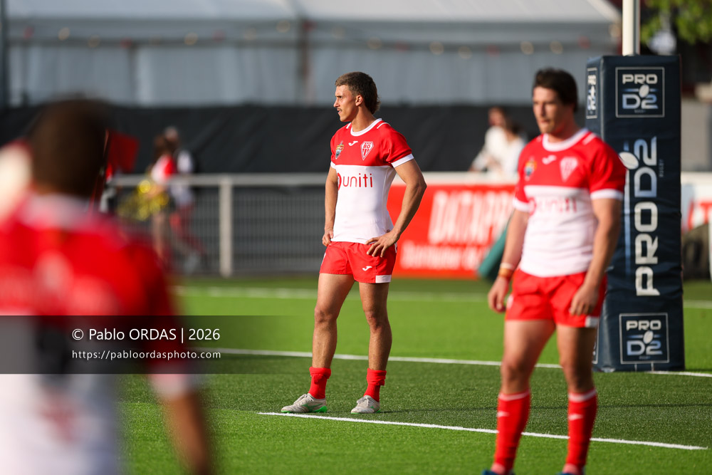 Carlo Mignot, lors du match de Pro D2 entre le Biarritz olympique et Colomiers, le 24 avril 2026 au stade Aguiléra de Biarritz, France (Photo Pablo ORDAS)