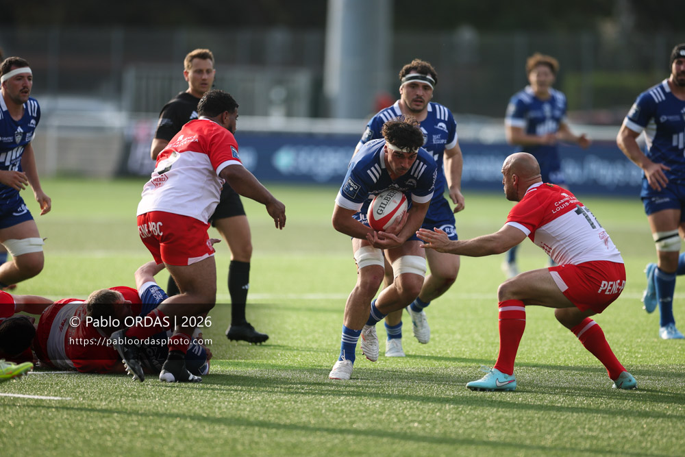 Paolo Parpagiola, lors du match de Pro D2 entre le Biarritz olympique et Colomiers, le 24 avril 2026 au stade Aguiléra de Biarritz, France (Photo Pablo ORDAS)