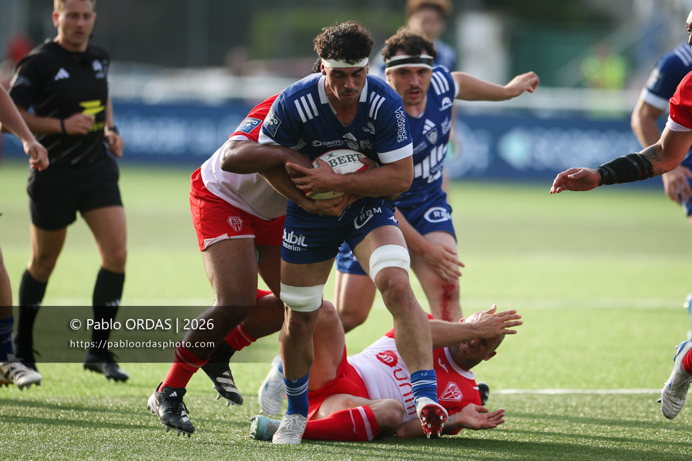 Paolo Parpagiola, lors du match de Pro D2 entre le Biarritz olympique et Colomiers, le 24 avril 2026 au stade Aguiléra de Biarritz, France (Photo Pablo ORDAS)