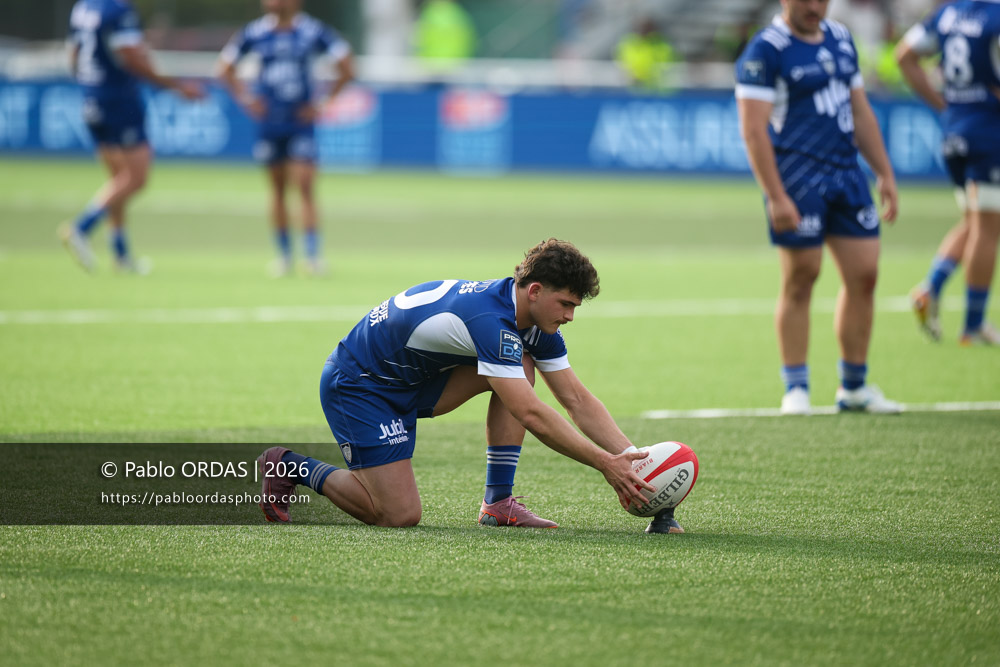 Théo Giral, lors du match de Pro D2 entre le Biarritz olympique et Colomiers, le 24 avril 2026 au stade Aguiléra de Biarritz, France (Photo Pablo ORDAS)