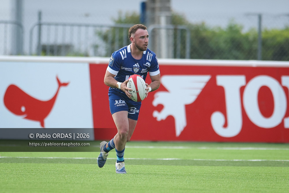 Ugo Séguéla, lors du match de Pro D2 entre le Biarritz olympique et Colomiers, le 24 avril 2026 au stade Aguiléra de Biarritz, France (Photo Pablo ORDAS)