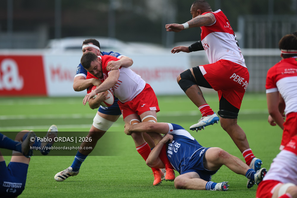 Thomas Hébert, lors du match de Pro D2 entre le Biarritz olympique et Colomiers, le 24 avril 2026 au stade Aguiléra de Biarritz, France (Photo Pablo ORDAS)