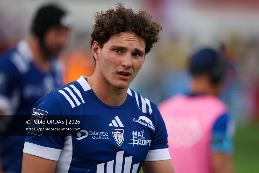 Valentin Delpy, lors du match de Pro D2 entre le Biarritz olympique et Colomiers, le 24 avril 2026 au stade Aguiléra de Biarritz, France (Photo Pablo ORDAS)