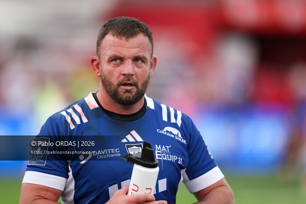 Thomas Larrieu, lors du match de Pro D2 entre le Biarritz olympique et Colomiers, le 24 avril 2026 au stade Aguiléra de Biarritz, France (Photo Pablo ORDAS)