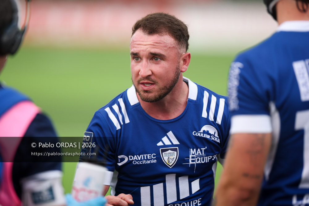 Ugo Séguéla, lors du match de Pro D2 entre le Biarritz olympique et Colomiers, le 24 avril 2026 au stade Aguiléra de Biarritz, France (Photo Pablo ORDAS)