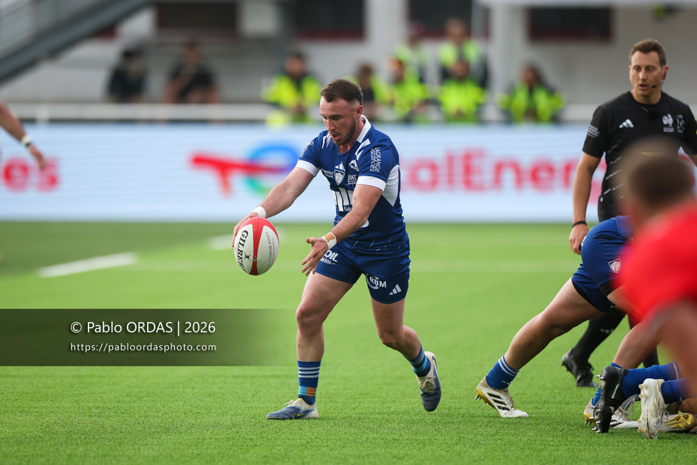Ugo Séguéla, lors du match de Pro D2 entre le Biarritz olympique et Colomiers, le 24 avril 2026 au stade Aguiléra de Biarritz, France (Photo Pablo ORDAS)