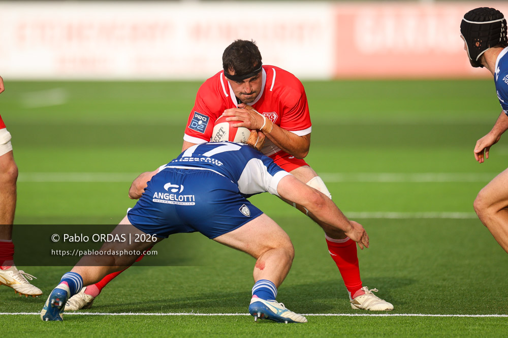 Rémi Bourdeau, lors du match de Pro D2 entre le Biarritz olympique et Colomiers, le 24 avril 2026 au stade Aguiléra de Biarritz, France (Photo Pablo ORDAS)