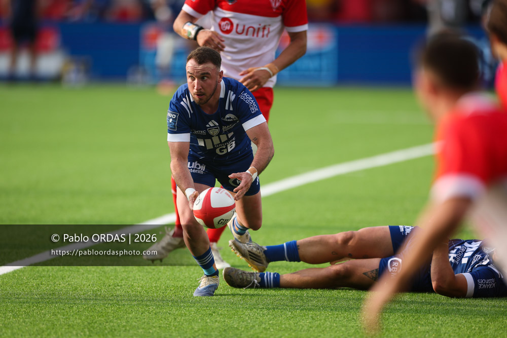 Ugo Séguéla, lors du match de Pro D2 entre le Biarritz olympique et Colomiers, le 24 avril 2026 au stade Aguiléra de Biarritz, France (Photo Pablo ORDAS)