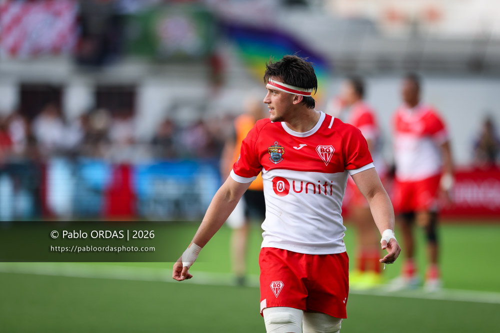 Andrea Sacco, lors du match de Pro D2 entre le Biarritz olympique et Colomiers, le 24 avril 2026 au stade Aguiléra de Biarritz, France (Photo Pablo ORDAS)