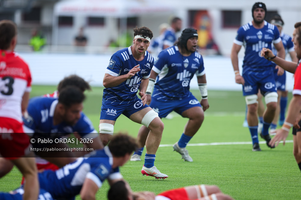 Paolo Parpagiola, lors du match de Pro D2 entre le Biarritz olympique et Colomiers, le 24 avril 2026 au stade Aguiléra de Biarritz, France (Photo Pablo ORDAS)