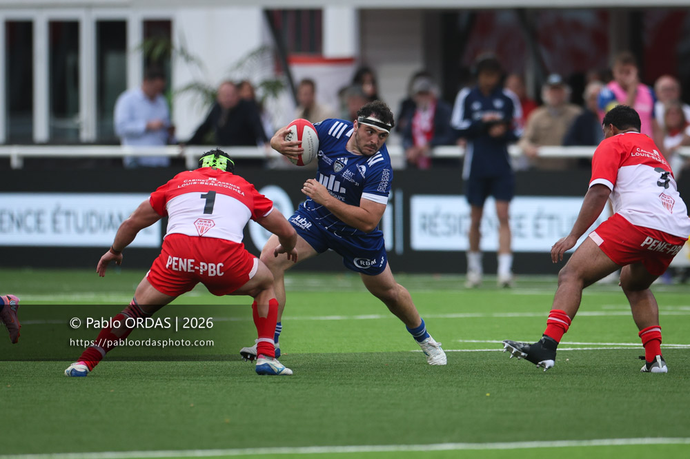 Alexandre Etchebéhère, lors du match de Pro D2 entre le Biarritz olympique et Colomiers, le 24 avril 2026 au stade Aguiléra de Biarritz, France (Photo Pablo ORDAS)