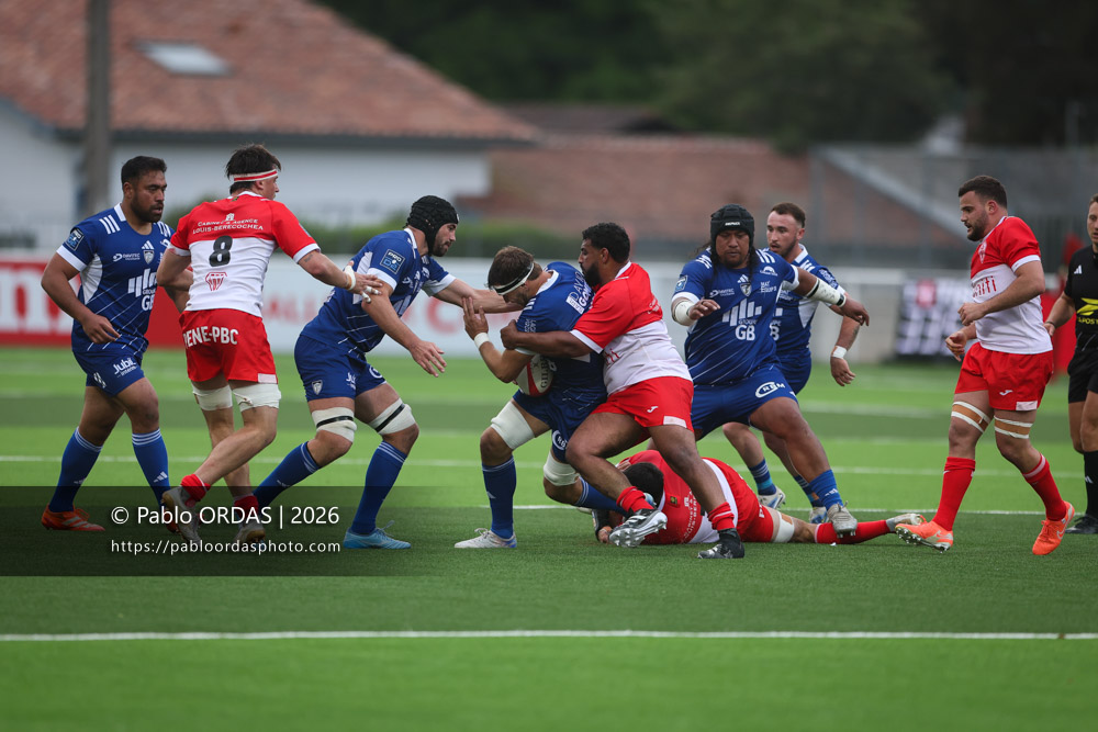 Grégoire Bazin, lors du match de Pro D2 entre le Biarritz olympique et Colomiers, le 24 avril 2026 au stade Aguiléra de Biarritz, France (Photo Pablo ORDAS)