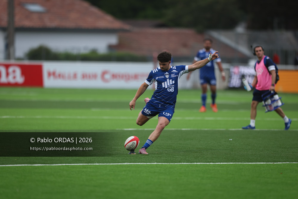 Théo Giral, lors du match de Pro D2 entre le Biarritz olympique et Colomiers, le 24 avril 2026 au stade Aguiléra de Biarritz, France (Photo Pablo ORDAS)
