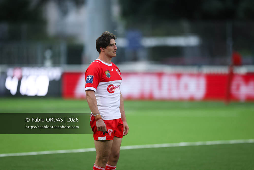 Tom Hendrickson, lors du match de Pro D2 entre le Biarritz olympique et Colomiers, le 24 avril 2026 au stade Aguiléra de Biarritz, France (Photo Pablo ORDAS)