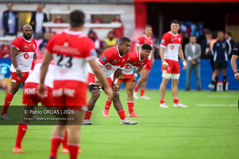 Johnny Dyer, lors du match de Pro D2 entre le Biarritz olympique et Colomiers, le 24 avril 2026 au stade Aguiléra de Biarritz, France (Photo Pablo ORDAS)