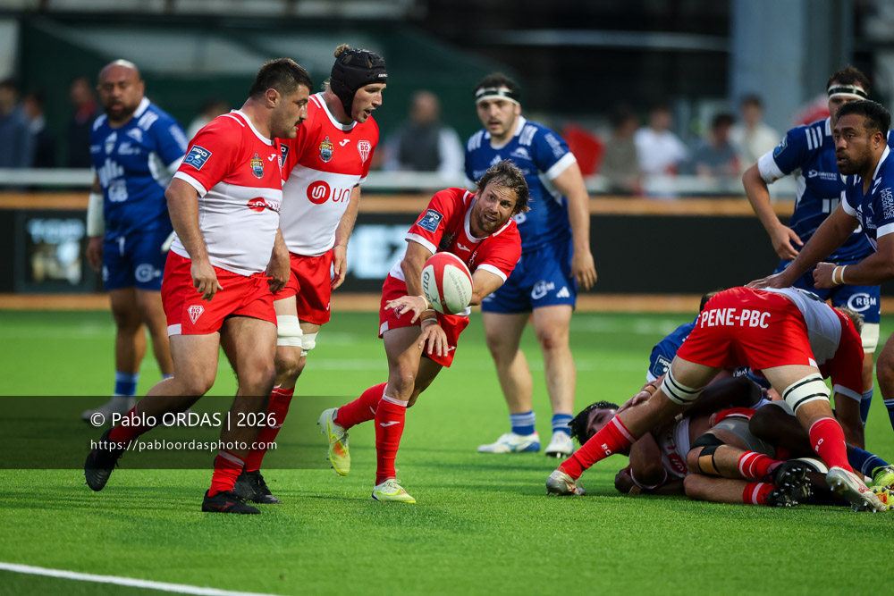 Yann Lesgourgues, lors du match de Pro D2 entre le Biarritz olympique et Colomiers, le 24 avril 2026 au stade Aguiléra de Biarritz, France (Photo Pablo ORDAS)