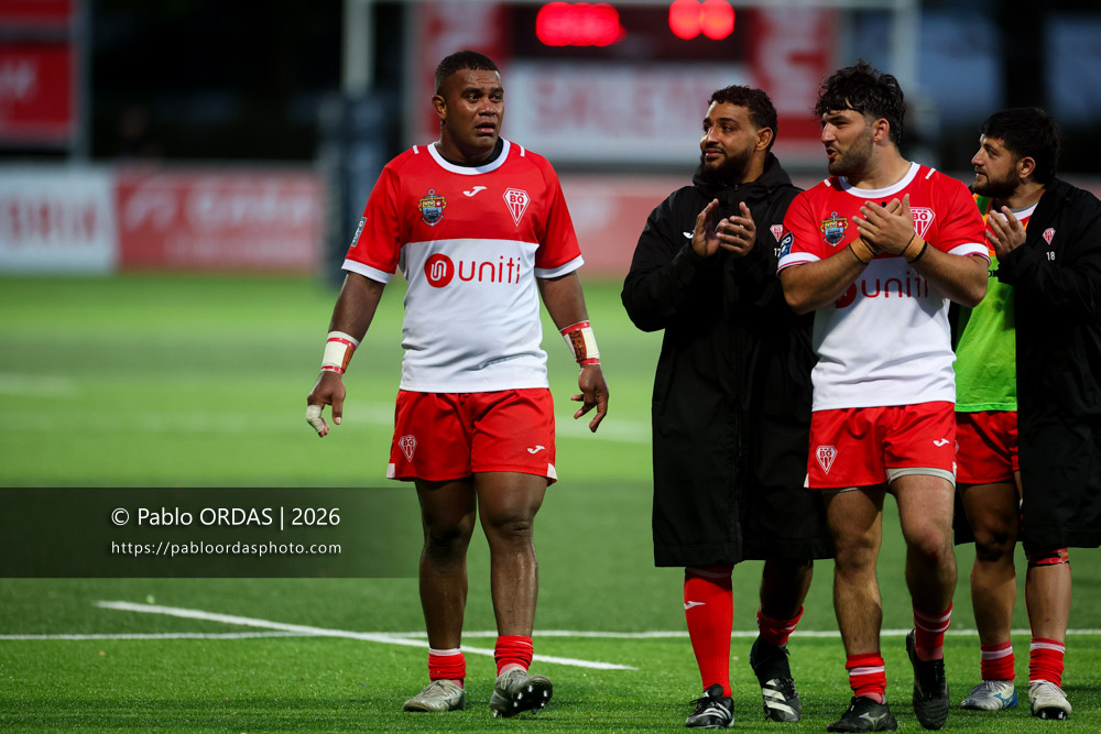 Johnny Dyer, lors du match de Pro D2 entre le Biarritz olympique et Colomiers, le 24 avril 2026 au stade Aguiléra de Biarritz, France (Photo Pablo ORDAS)