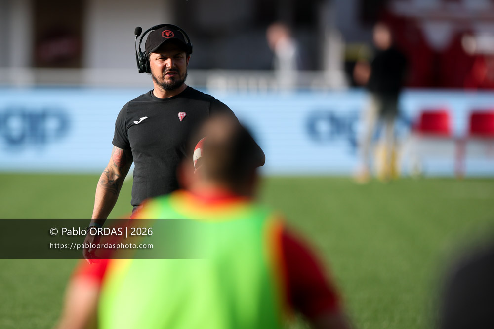 Boris Bouhraoua, lors du match de Pro D2 entre le Biarritz olympique et Nevers, le 10 avril 2026 au stade Aguiléra de Biarritz, France (Photo Pablo ORDAS)