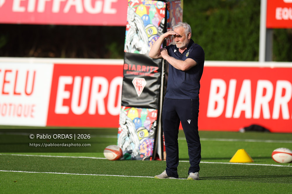 Xavier Péméja, lors du match de Pro D2 entre le Biarritz olympique et Nevers, le 10 avril 2026 au stade Aguiléra de Biarritz, France (Photo Pablo ORDAS)