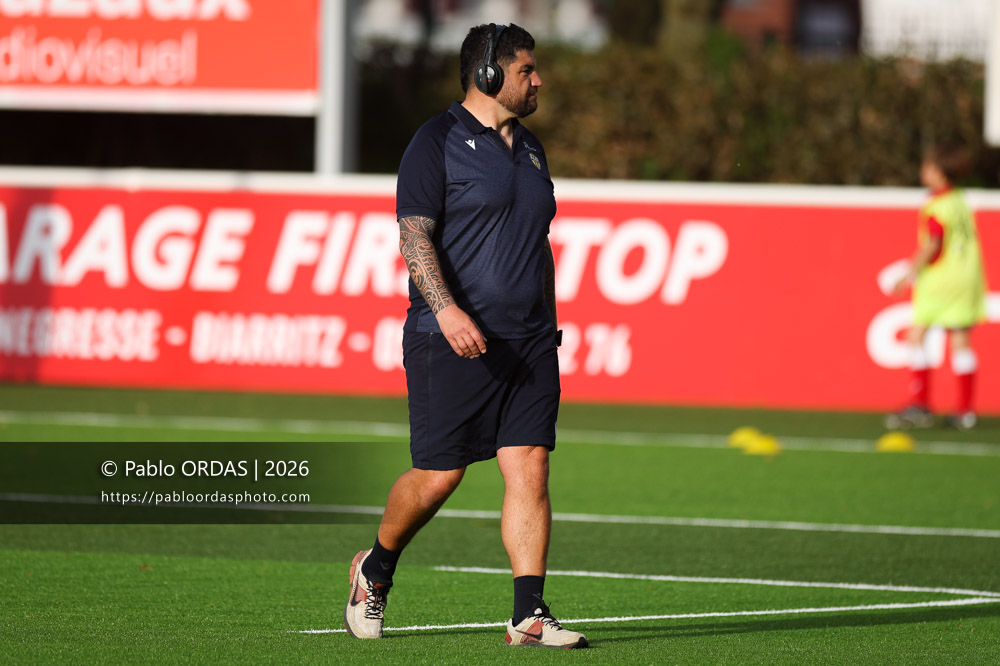 David Penalva, lors du match de Pro D2 entre le Biarritz olympique et Nevers, le 10 avril 2026 au stade Aguiléra de Biarritz, France (Photo Pablo ORDAS)