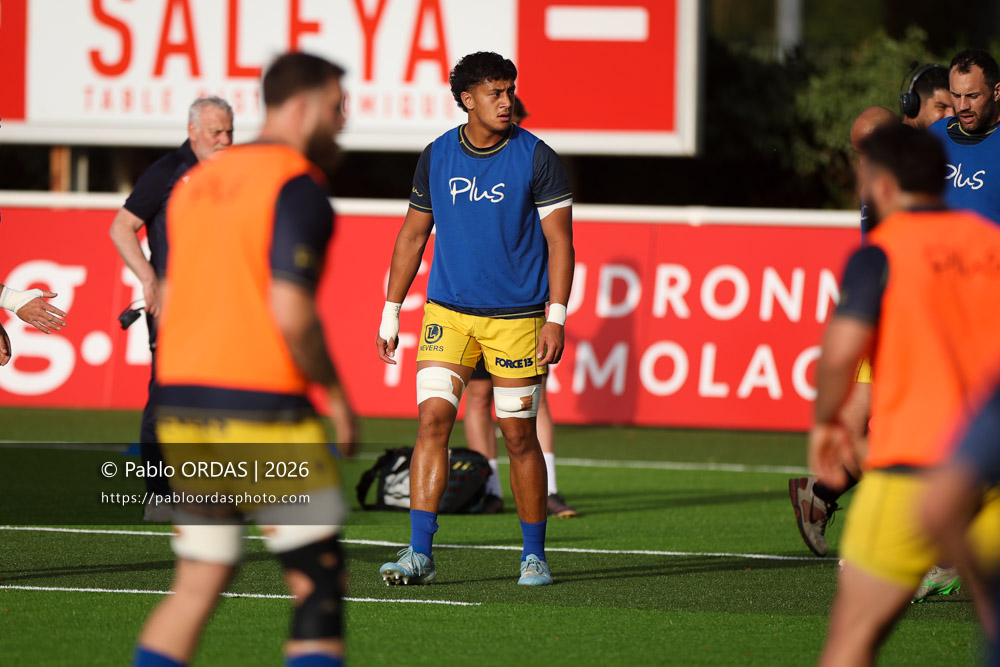 Manaïa Lape, lors du match de Pro D2 entre le Biarritz olympique et Nevers, le 10 avril 2026 au stade Aguiléra de Biarritz, France (Photo Pablo ORDAS)