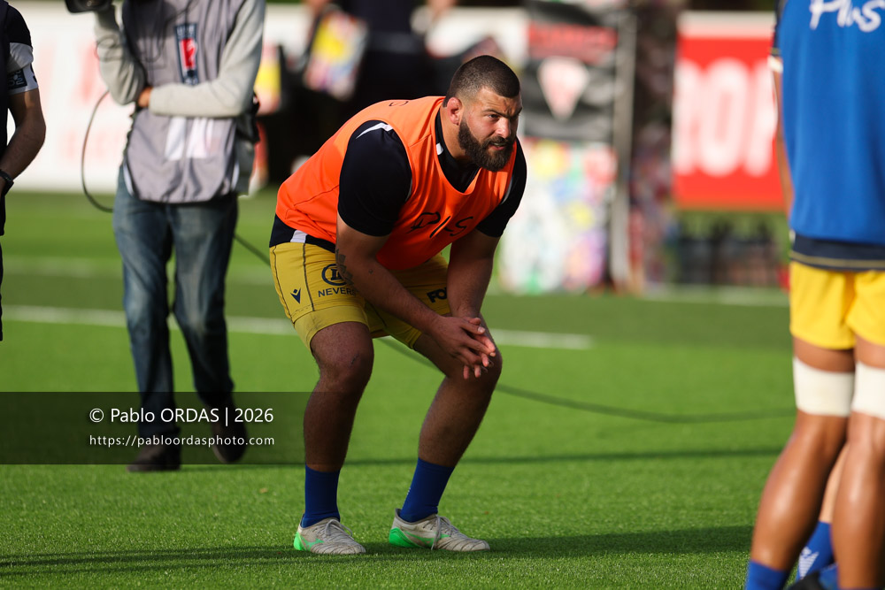 Davit Mtchelidze, lors du match de Pro D2 entre le Biarritz olympique et Nevers, le 10 avril 2026 au stade Aguiléra de Biarritz, France (Photo Pablo ORDAS)