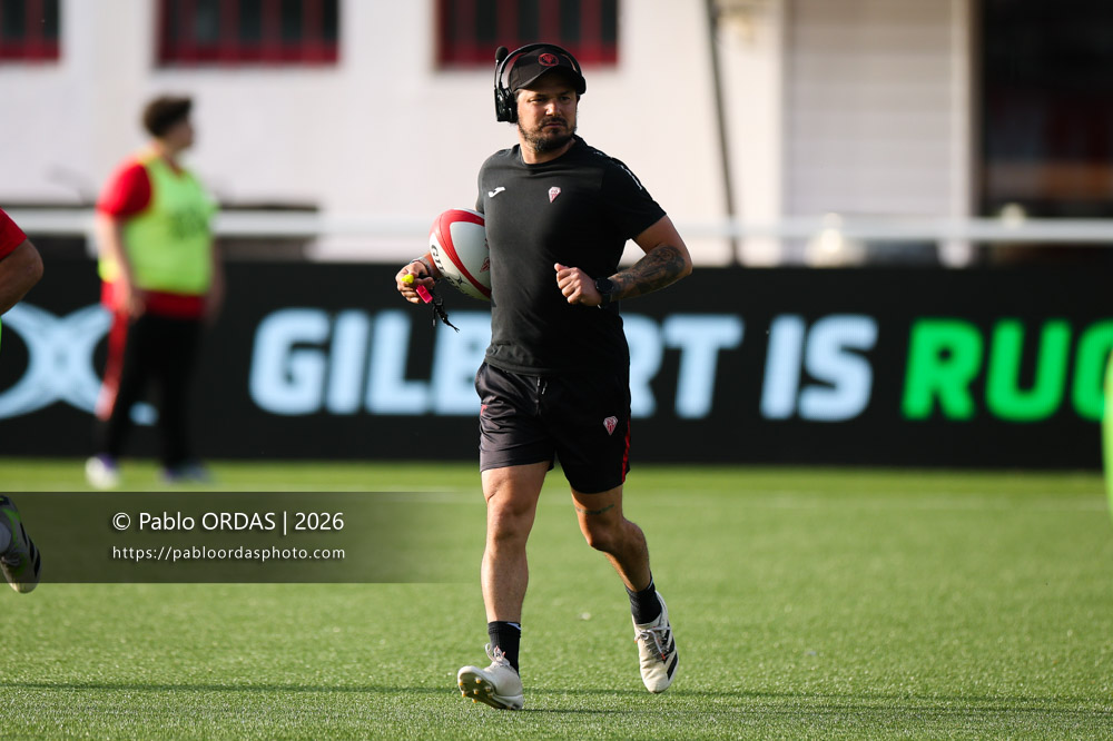 Boris Bouhraoua, lors du match de Pro D2 entre le Biarritz olympique et Nevers, le 10 avril 2026 au stade Aguiléra de Biarritz, France (Photo Pablo ORDAS)
