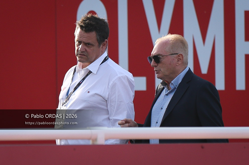 Frédéric Boitier, Patrick Arrosteguy, lors du match de Pro D2 entre le Biarritz olympique et Nevers, le 10 avril 2026 au stade Aguiléra de Biarritz, France (Photo Pablo ORDAS)