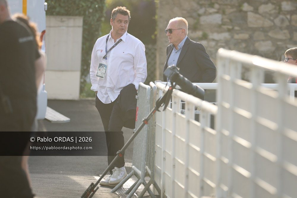Frédéric Boitier, Patrick Arrosteguy, lors du match de Pro D2 entre le Biarritz olympique et Nevers, le 10 avril 2026 au stade Aguiléra de Biarritz, France (Photo Pablo ORDAS)